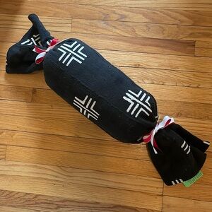 Authentic, handmade, black and white African Mudcloth bolster pillow.